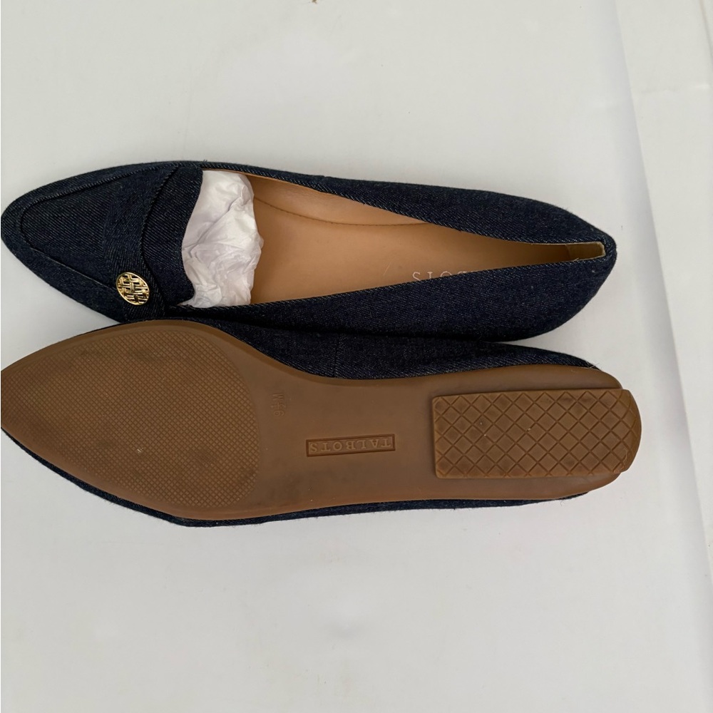 Talbots denim gold medallion flats new size 9.5 medium width rubber sole - Picture 7 of 9